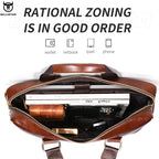 BULLCAPTAIN Herren Leder-Aktentasche - Maletín para portátil de 14 pulgadas para negocios, oficinas, escuelas y bolsos de mano 