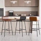 Leder Barstuhl für Balkon & Wohnraum – Moderner Nordic Minimalist Barhocker aus Echtleder mit Carbonstahlgestell