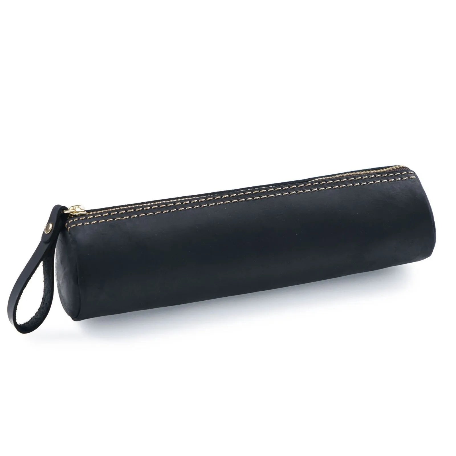 Genuine Leather Zipper Pen Case - Stylish Pencil Pouch for Students, Office & Travel - Compact Stationery Organizer Bag