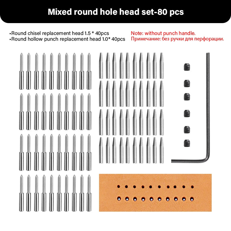 WUTA 3G Plancha para pinchar cuero con Wechselkopf – Professionelles Lederlochwerkzeug aus 4Cr13 Stahl, Austauschbare Chisel- &amp; Punch-Köpfe para bricolaje Lederarbeiten 