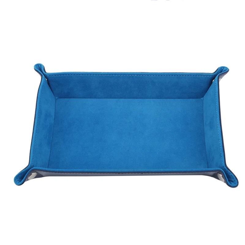 Rechteckige PU Leder Ablageschale mit Samt – Faltbares Storage Tray für Spiele, Schlüssel, Geldbörse & Kleinteile