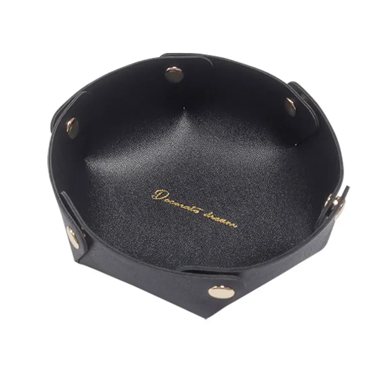 Runde PU Leder Ablageschale – Moderner Desktop Organizer für Schlüssel, Kosmetik & kleine Alltagsgegenstände