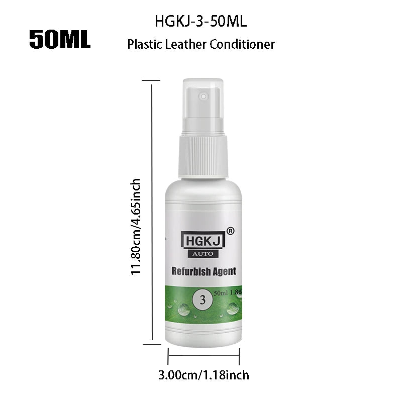 Kunststoff &amp; Leder Renovator für Auto Innenraum – Tiefenpflegender Conditioner gegen Oxidation, Farbauffrischer &amp; Glanzpflege (HGKJ-3)