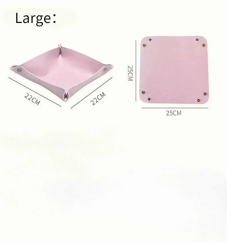 Faltbare Leder Ablageschale 25 cm – Stilvolle Aufbewahrung für Schmuck, Schlüssel & Kleinteile