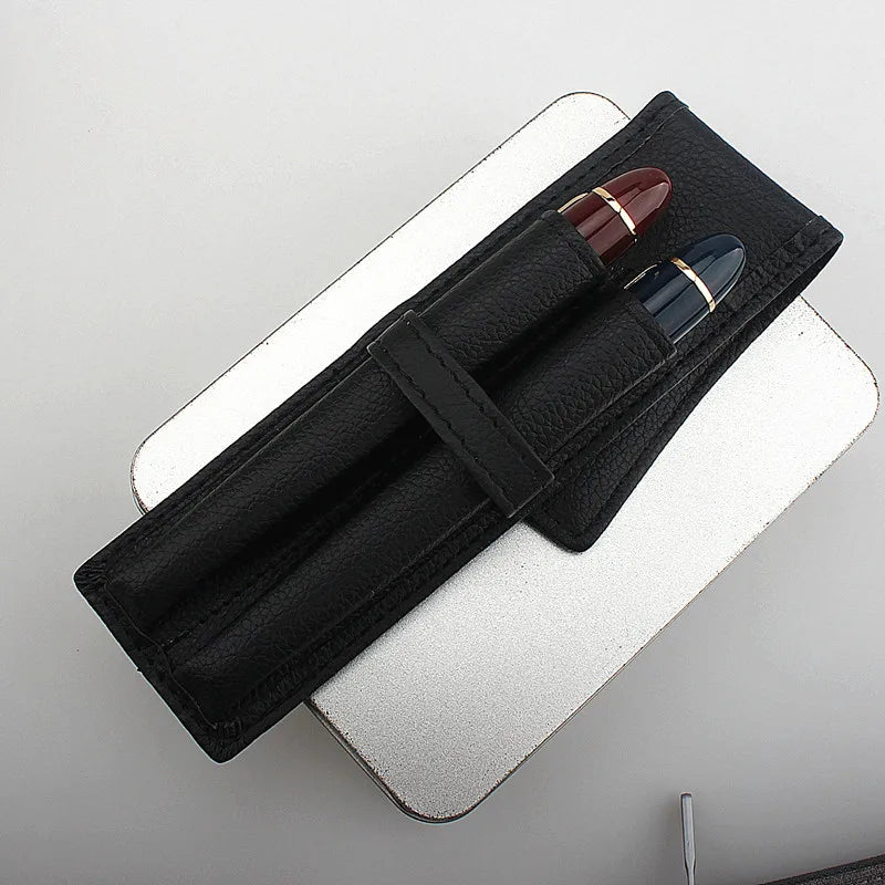 PU Leder Füllfederhalter Etui für 2 Stifte – Elegantes schwarzes Pen Case für Büro & Business Geschenk