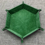 Plateau à dés hexagonal pliable en cuir PU – Würfelschale für RPG, Tabletop &amp; Brettspiele | Vielseitige Aufbewahrungsbox 