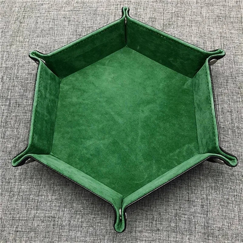 Faltbare Hexagon Dice Tray aus PU-Leder – Würfelschale für RPG, Tabletop & Brettspiele | Vielseitige Aufbewahrungsbox