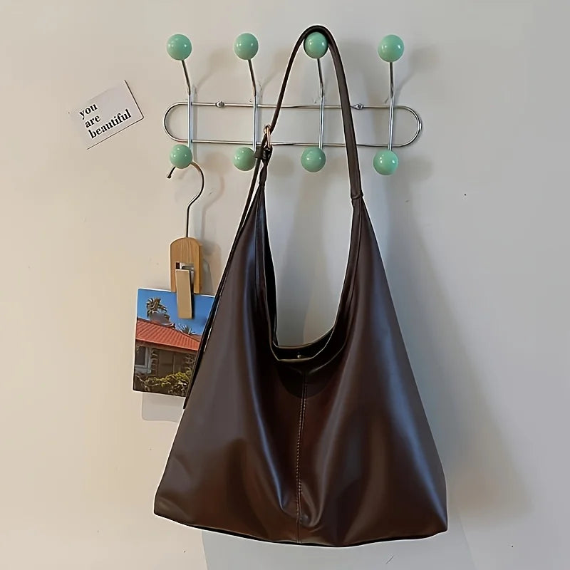 Große Damen Leder Tote Bag 2025 – Leichte Vintage Schultertasche mit viel Stauraum, minimalistischer & robuster Arbeits-Handtasche