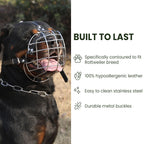 Robuster Drahtkorb-Hundemaulkorb mit PU-Leder-Riemen – Atmungsaktiver, sicherer Trainings-Maulkorb für mittelgroße & große Hunde