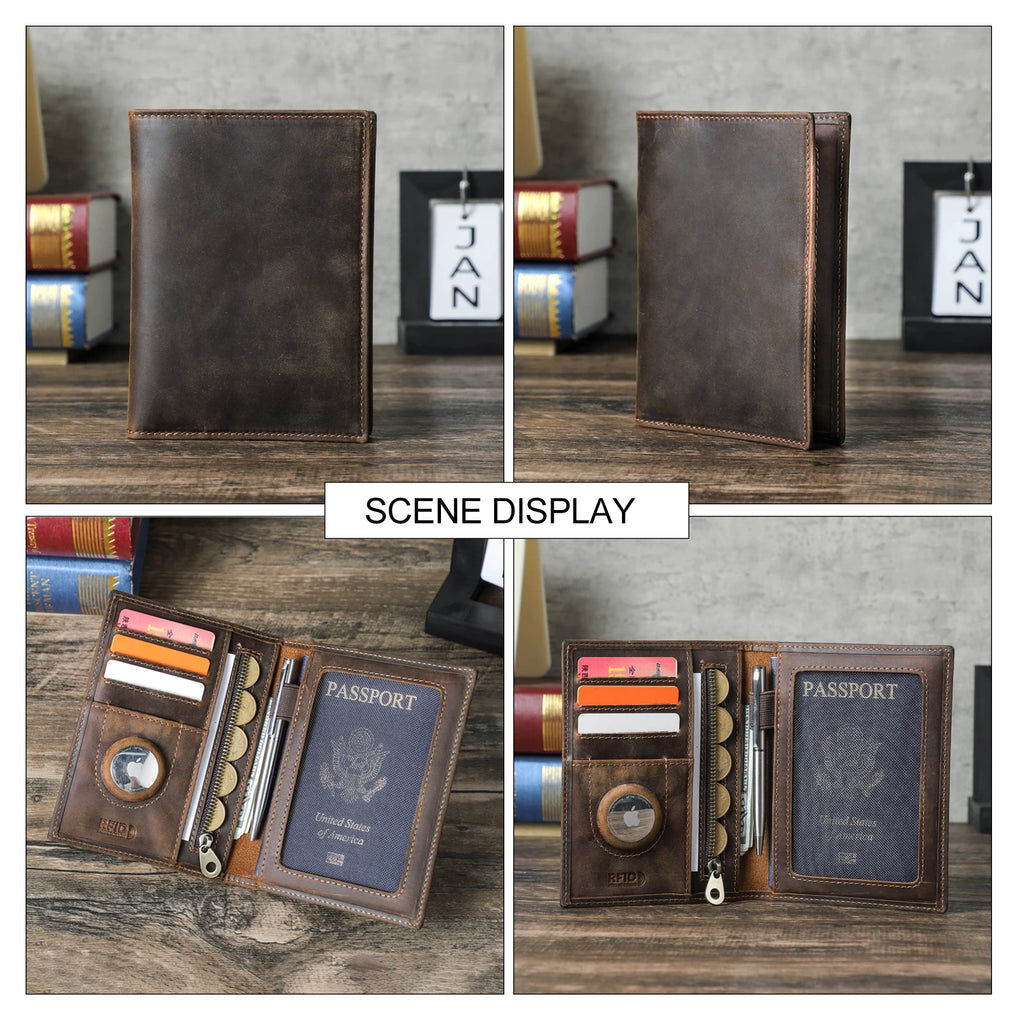 CONTACT’S Echtleder Reise-Geldbörse – Passport Wallet mit Kartenfächern, Münzfach und AirTag-Slot für Männer & Frauen