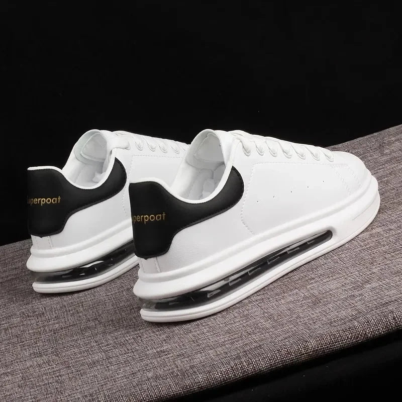 HUISONG Herren Sneakers – Designer Casual Schuhe aus Leder, Plattform-Sneaker, modisch & komfortabel für Alltag und Walking