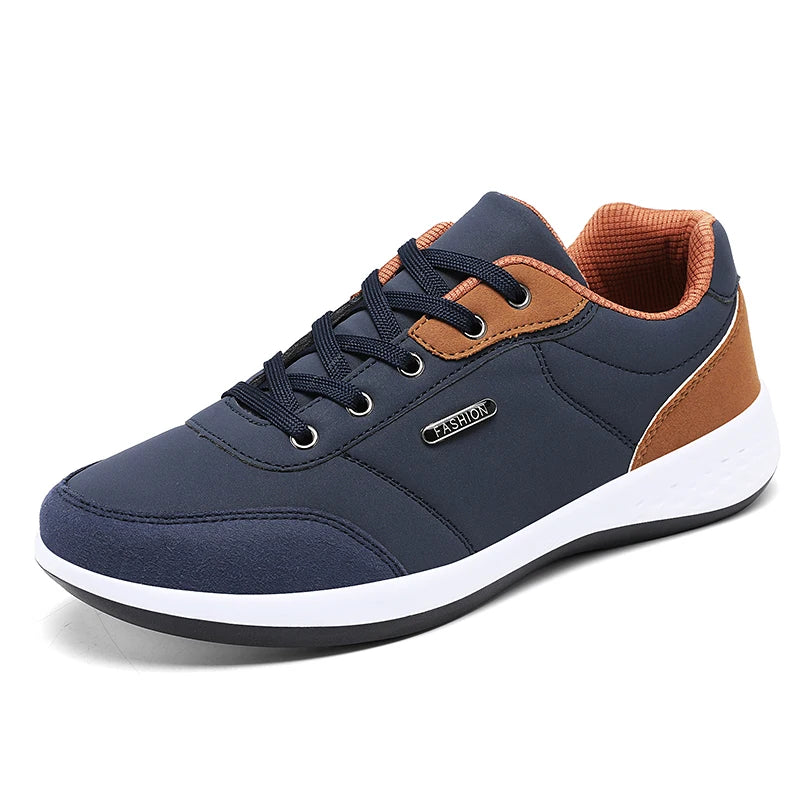 PUAMSS Herren Sneaker aus Leder – Atmungsaktive Sportschuhe, rutschfeste Laufschuhe für Alltag und Training