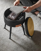 VASAGLE Sitzhocker mit Stauraum aus PU-Leder - Moderner Fußhocker &amp; Schminkhocker hasta 150 kg, EKHO Kollektion, Tinta Negra 