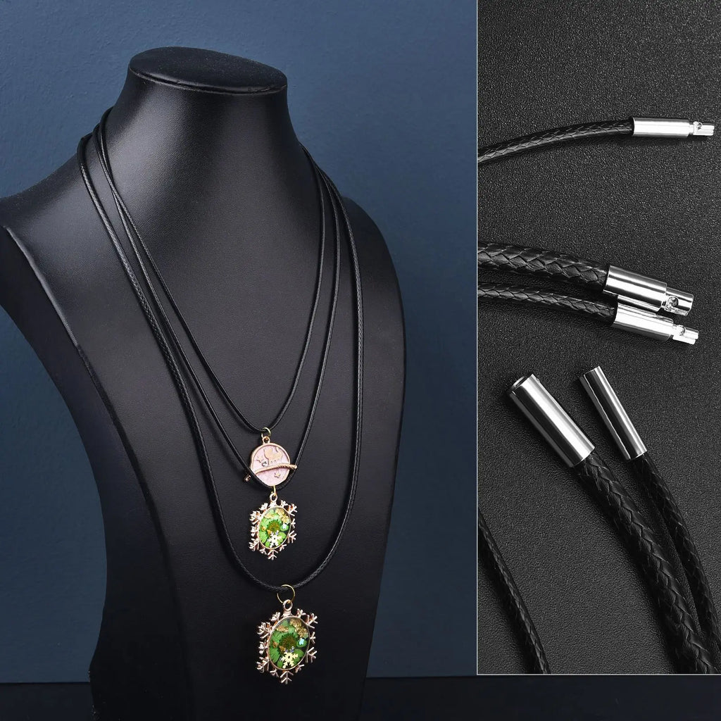 Handgefertigte Lederkette Schwarz/Braun 45–60 cm – Gewachste Flechtkordel mit Edelstahlverschluss für Damen &amp; Herren