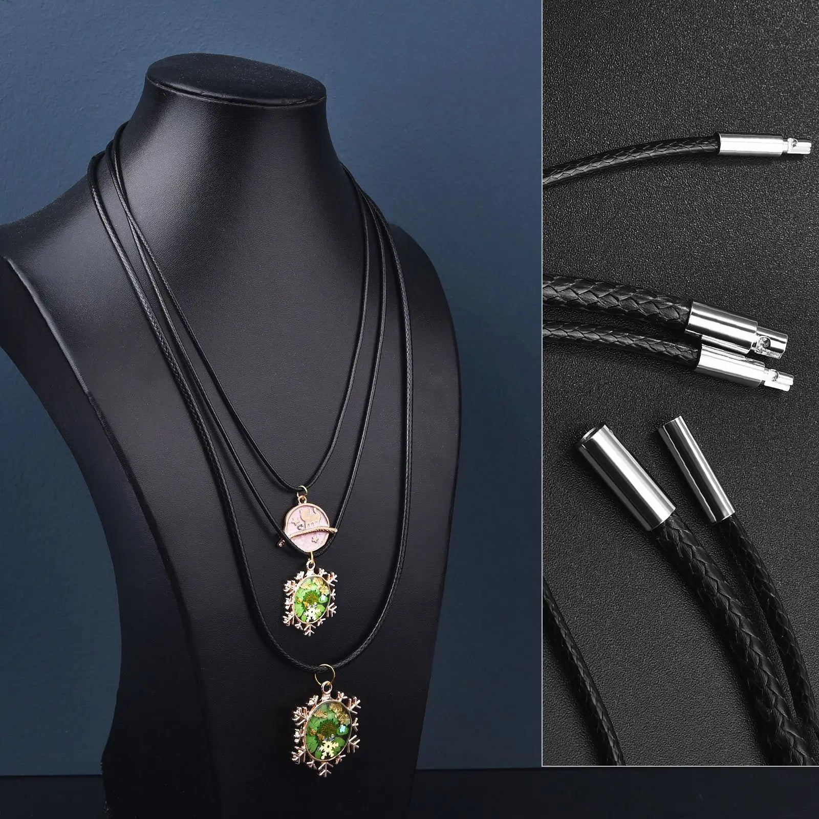 Handgefertigte Lederkette Schwarz/Braun 45–60 cm – Gewachste Flechtkordel mit Edelstahlverschluss für Damen & Herren