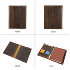 Vintage A5 Leder Portfolio aus Crazy Horse Leder – Notebook & iPad Mini Mappe für Büro, Schule & Reisen