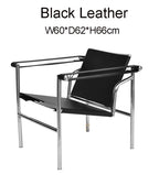 Bauhaus Lounge Armchair im Corbusier-Stil – PU-/Leder-Sessel mit Edelstahlrahmen für modernes Wohnzimmer