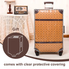Urecity 3-teiliges Vintage PU-Leder Rolling Luggage Set – 20/24/28 Zoll Trolley Koffer mit Handtasche für Damen & Herren