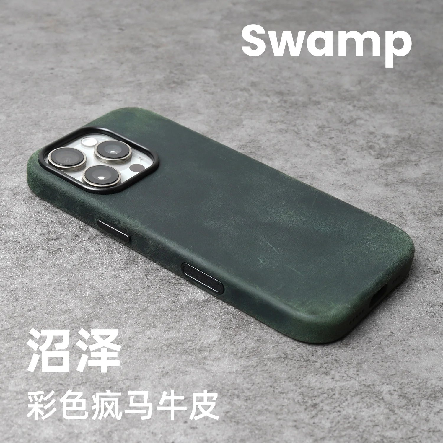 YMW Crazy Horse Funda práctica con imán para iPhone 15-17 Pro Max – Funda premium con aspecto vintage