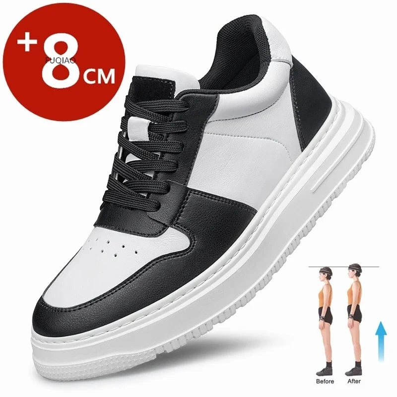 Luxury Herren Elevator Sneakers – Lederschuhe mit 8 cm Höhenaufbau, atmungsaktive Casual Sportschuhe