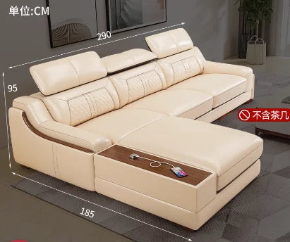 Nordisches Designer Leder Ecksofa – Modernes L-Form Sofa aus echtem Leder mit Relaxfunktion & Stauraum für das Wohnzimmer