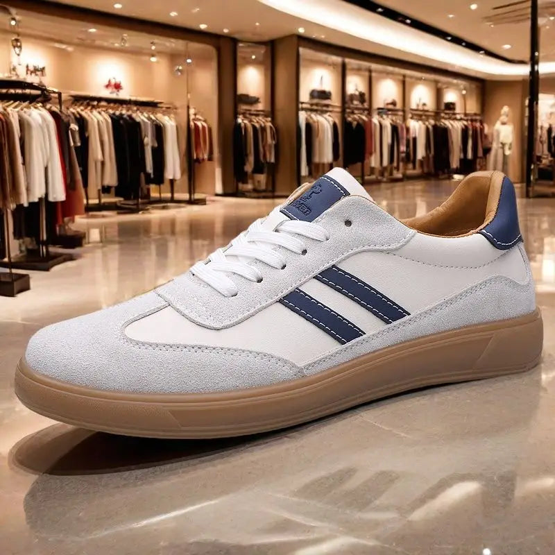 HKDQ Herren Leder Sneakers – Klassische Casual Sportschuhe, rutschfest, atmungsaktiv für Outdoor, Walking & Skateboard