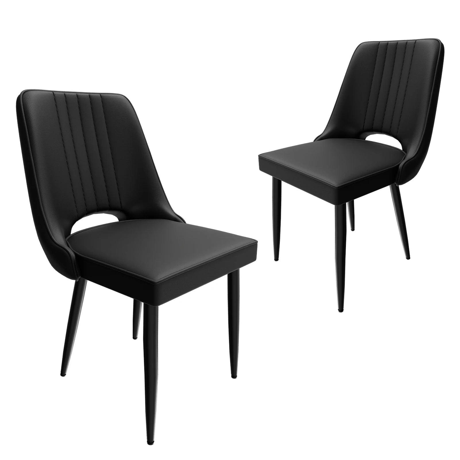 Set aus 2 modernen Esszimmerstühlen aus Kunstleder – Gepolsterte Dining Chairs mit hoher Rückenlehne & Metallbeinen für Küche & Esszimmer