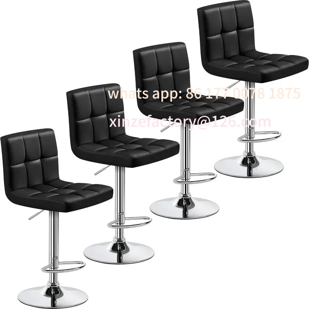 Barhocker 4er Set aus PU-Leder – Höhenverstellbare 360° Dreh-Barstühle mit Rückenlehne für Küche, Theke & Bar