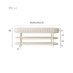 Cremefarbener Schuhhocker & Ottoman aus PU-Leder – Weiche Sitzbank für Flur, Wohnzimmer & Schlafzimmer im modernen Morocco-Stil