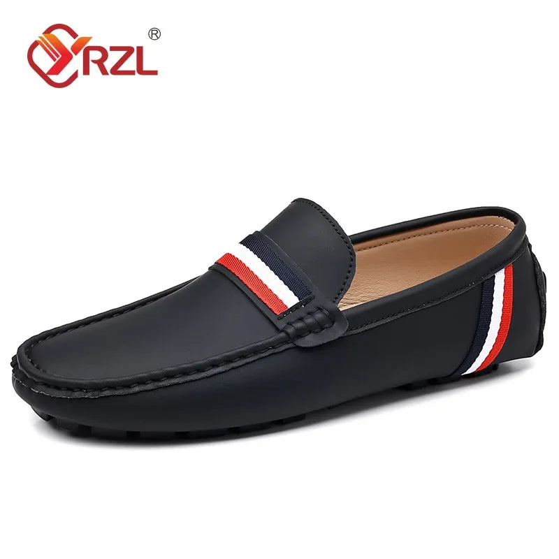 YRZL Herren Loafer in Weiß & Schwarz – Bequeme Slip-On Mokassins aus PU-Leder, Sommerliche Driving Shoes für Alltag & Freizeit
