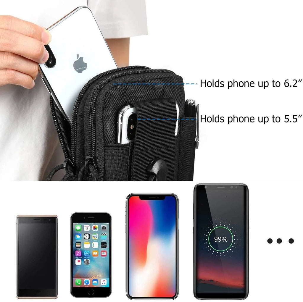 Taktische Handy Gürteltasche EDC - Riñonera compacta para exteriores con más bolsas para todos los días, usos y actividades 