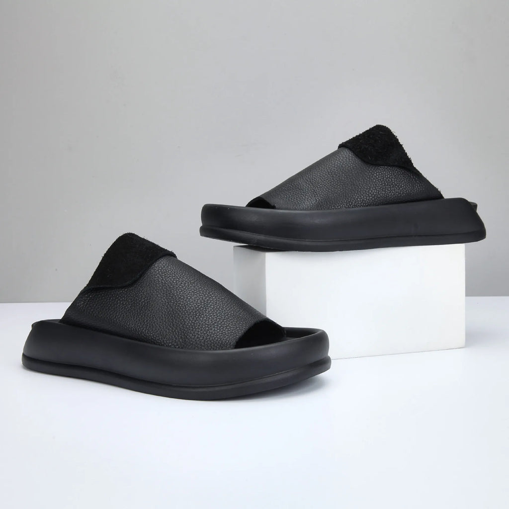 BPOXE Herren Lederslipper 2024 – Hochwertige Cowhide Flip Flops, Sommerliche Casual Slipper, Designer Solid Color, Größen 38–47