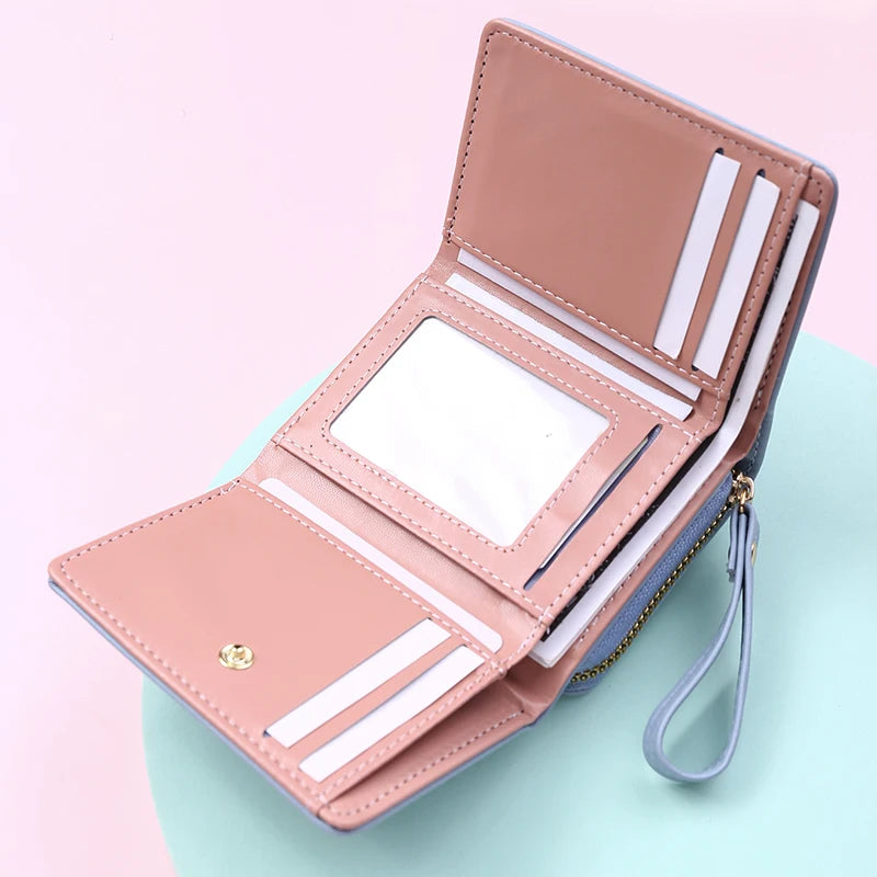 Luxuriöse Damen Mini-Geldbörse aus PU-Leder – Eleganter Kartenhalter & Kurzgeldbeutel mit Münzfach und Glanzdetails