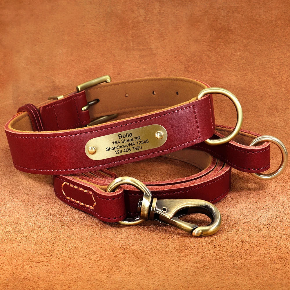 Personalisierbares Leder-Hundehalsband & Leine – Robust, Komfortabel und Individuell Graviert