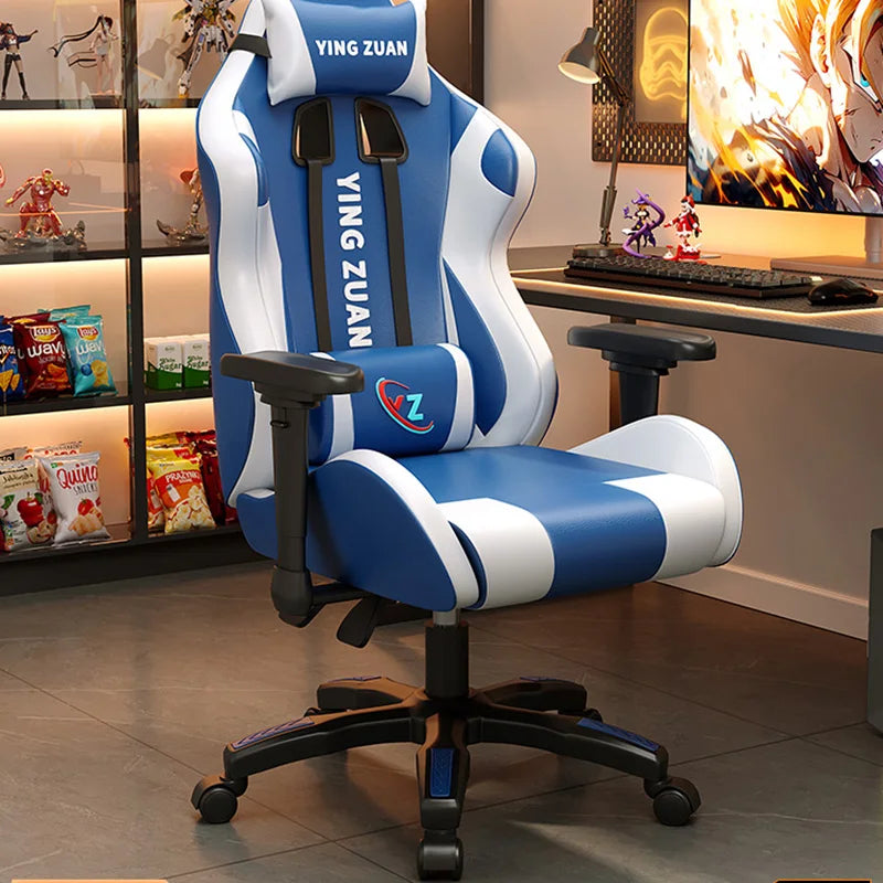 Ergonomischer Bürostuhl aus Leder mit Fußstütze & Rückenlehne – Höhenverstellbarer Drehstuhl mit Armlehnen & Rollen für Homeoffice & Büro