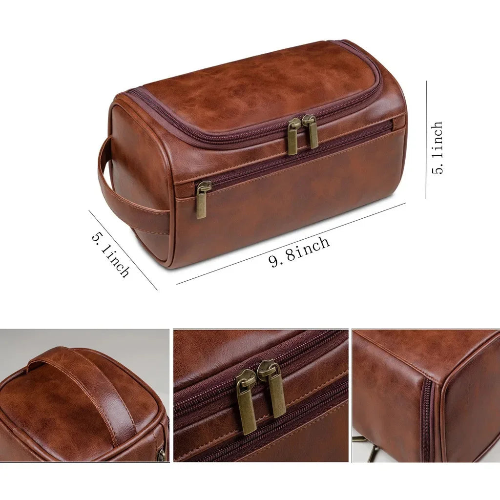 Personalisierter Kulturbeutel mit Namensgravur – Wasserfeste PU-Leder Make-up &amp; Rasurtasche für Business &amp; Reise 