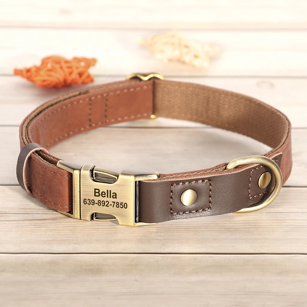 Personalisierbares Hundehalsband mit Leine aus PU-Leder – Robust, Verstellbar & Individuell Gestaltbar für Kleine und Große Hunde