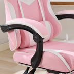 Ergonomischer Racing Gaming Chair in Pink – Höhenverstellbarer Leder-Drehstuhl mit High-Back Rückenlehne, Fußstütze & Massagefunktion