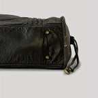 Vintage Damen Tote Bag aus gewaschenem, weichem PU-Leder – Große Commuter Schultertasche mit mehreren Fächern