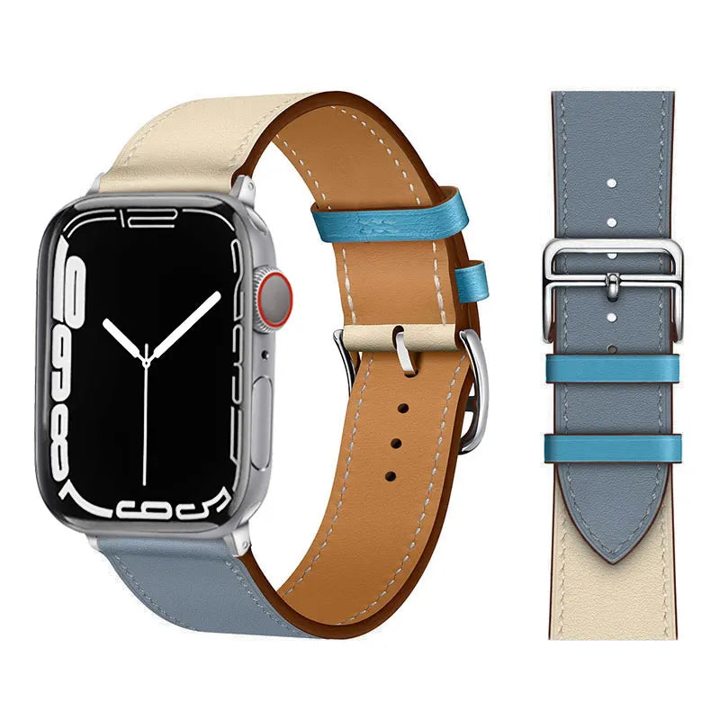 Echtes Lederarmband für Apple Watch – Hochwertiges iWatch Armband 38–49 mm für Series SE, 3–10 & Ultra mit Metallschließe