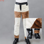 Herren Winter PU Lederhose mit Fleece – Winddichte, thermische Lederoptik-Hose mit Kordelzug, Schwarz, Größen S–5XL