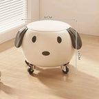 Cartoon Hund Lederhocker – Weicher Sitzhocker &amp; Schuhwechselstuhl aus atmungsaktivem PU-Leder für Wohnzimmer