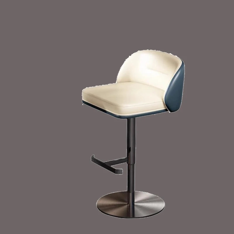 Moderner Barstuhl aus Leder & Metall – Minimalistischer Design-Barhocker in Weiß-Creme für Küche, Bar & Restaurant