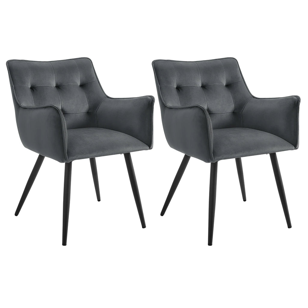 WOLTU Esszimmerstühle 2er-Set – Gepolsterte Dining Chairs mit Armlehnen aus Samt & Lederoptik, modern für Küche, Wohnzimmer & Restaurant