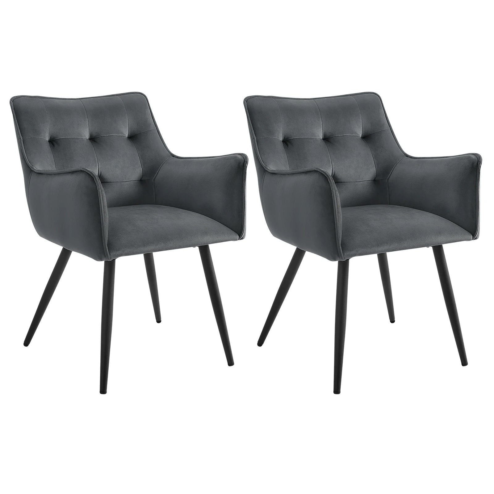 WOLTU Esszimmerstühle 2er-Set – Gepolsterte Dining Chairs mit Armlehnen aus Samt & Lederoptik, modern für Küche, Wohnzimmer & Restaurant