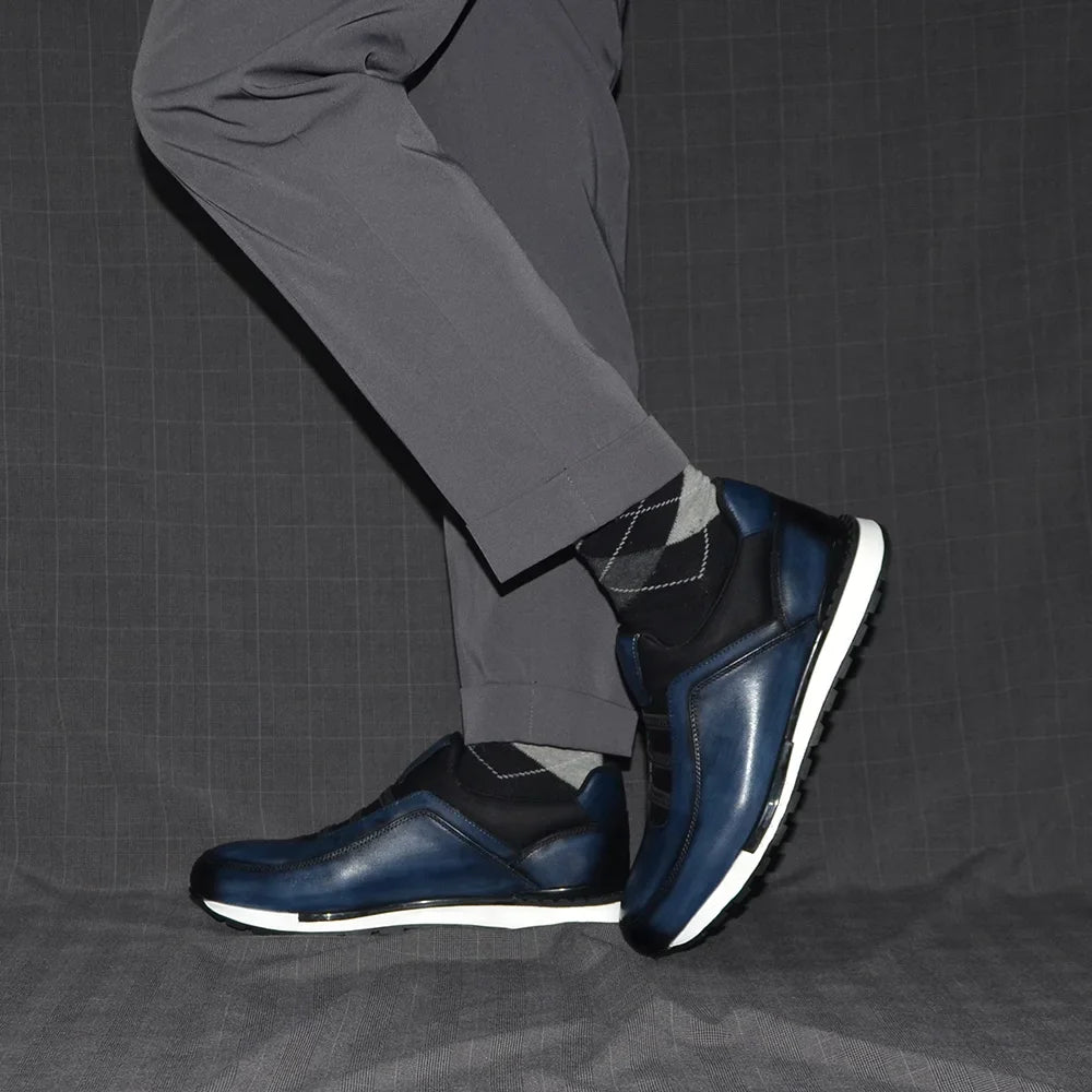 XEBOS Herren Ledersneaker – Klassische Slip-On Casual Schuhe aus echtem Rindsleder, handgefertigt, modisch & komfortabel