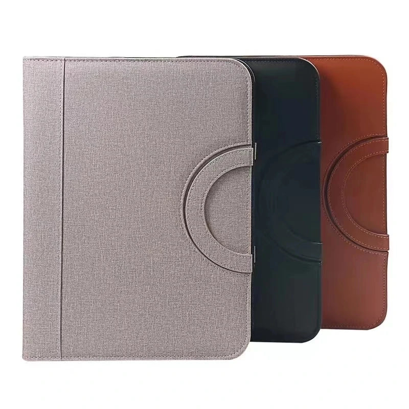 A4 PU-Leder Business Dokumententasche mit Reißverschluss & Taschenrechner – Konferenzmappe mit Griff | Tragbare Aktenmappe & Tablet-Organizer fürs Büro