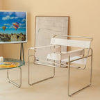 MOMO Lazy Sofa Chair aus Sattelleder – Skandinavischer Lounge- & Einzelsessel mit Edelstahlgestell und Armlehnen