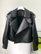 Fitaylor Damen PU Lederjacke – Casual Motorradjacke für Frühling & Herbst, winddichte Faux Leather Jacke mit Knopfverschluss