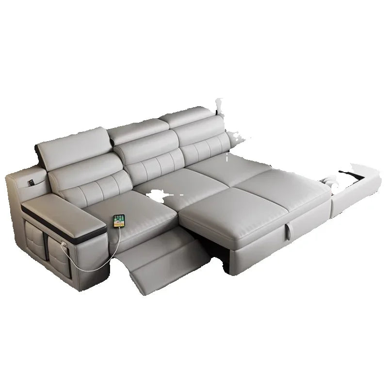 Designer Ledersofa für das Wohnzimmer – Verstellbares, faltbares & modulares Lounge-Sofa aus Echtleder im minimalistischen Design